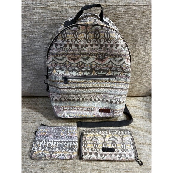 Sakroots Artist Circle Backpack Pastel Rockaway Coated Canvas With Wallet Set main image 6